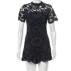 Alexis Navy Blue high rise shorts lace romper